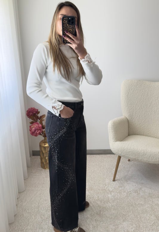 Camisola renda manga