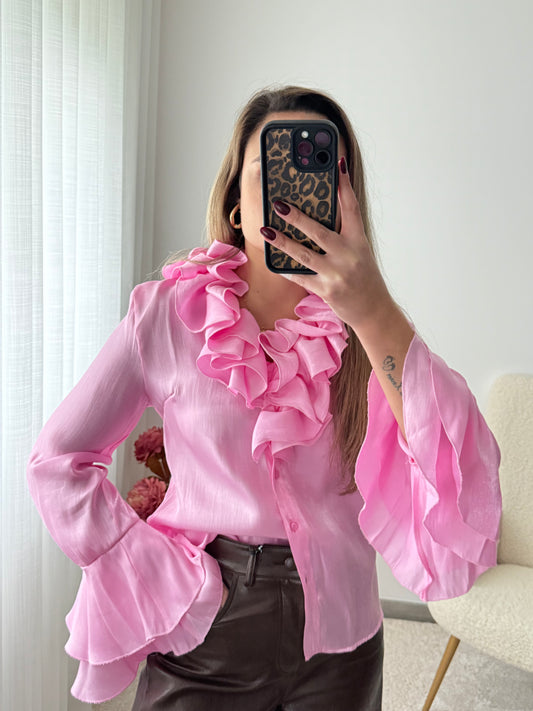 Blusa folhos Lumina