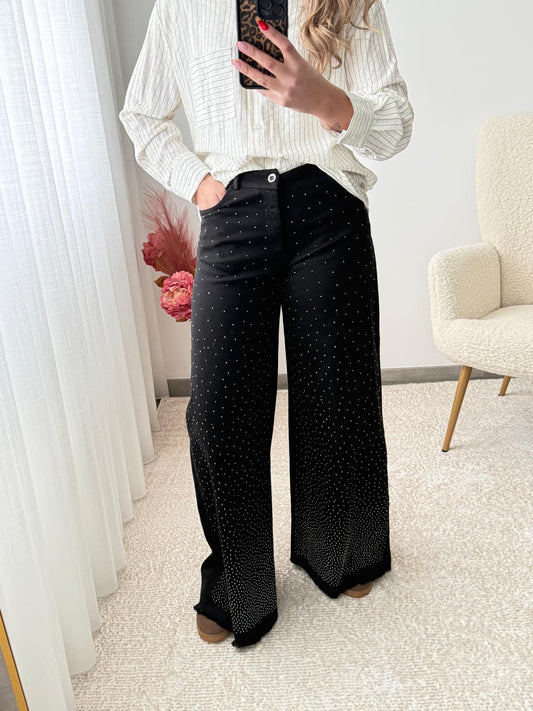 Jeans Wide Leg Brilhos