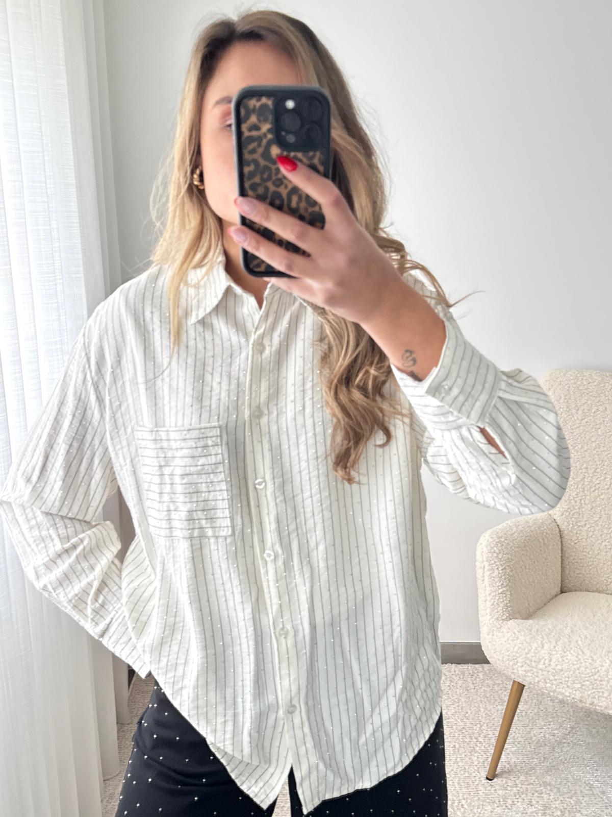 Camisa c/riscas e brilhos