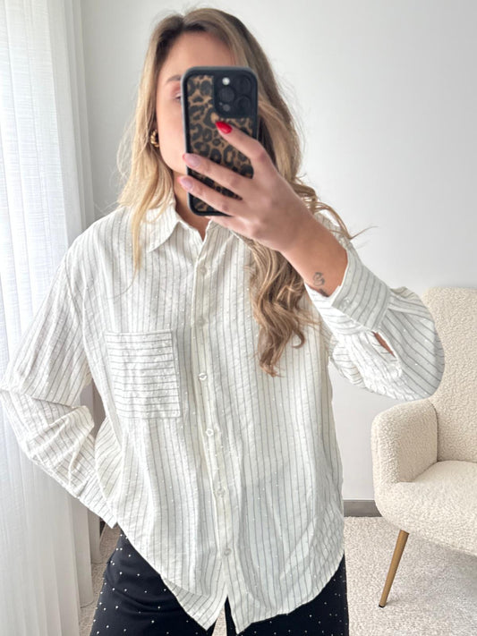 Camisa c/riscas e brilhos