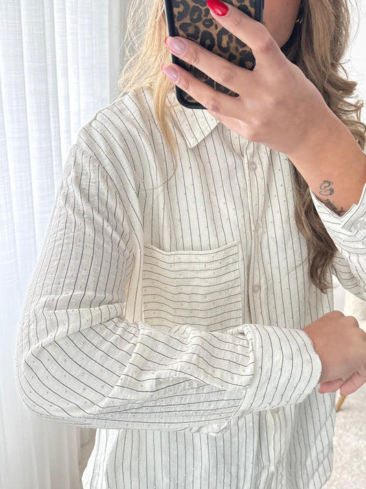 Camisa c/riscas e brilhos